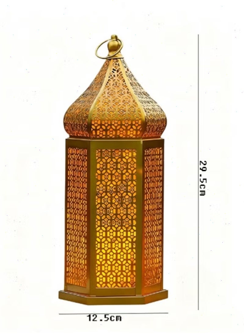 فانوس عيد مبارك رمضان، أضواء رمضان LED ذهبية – زينة رمضان مقاومة للماء تعمل بالبطارية لتزيين المنزل بأجواء دافئة - Image 2